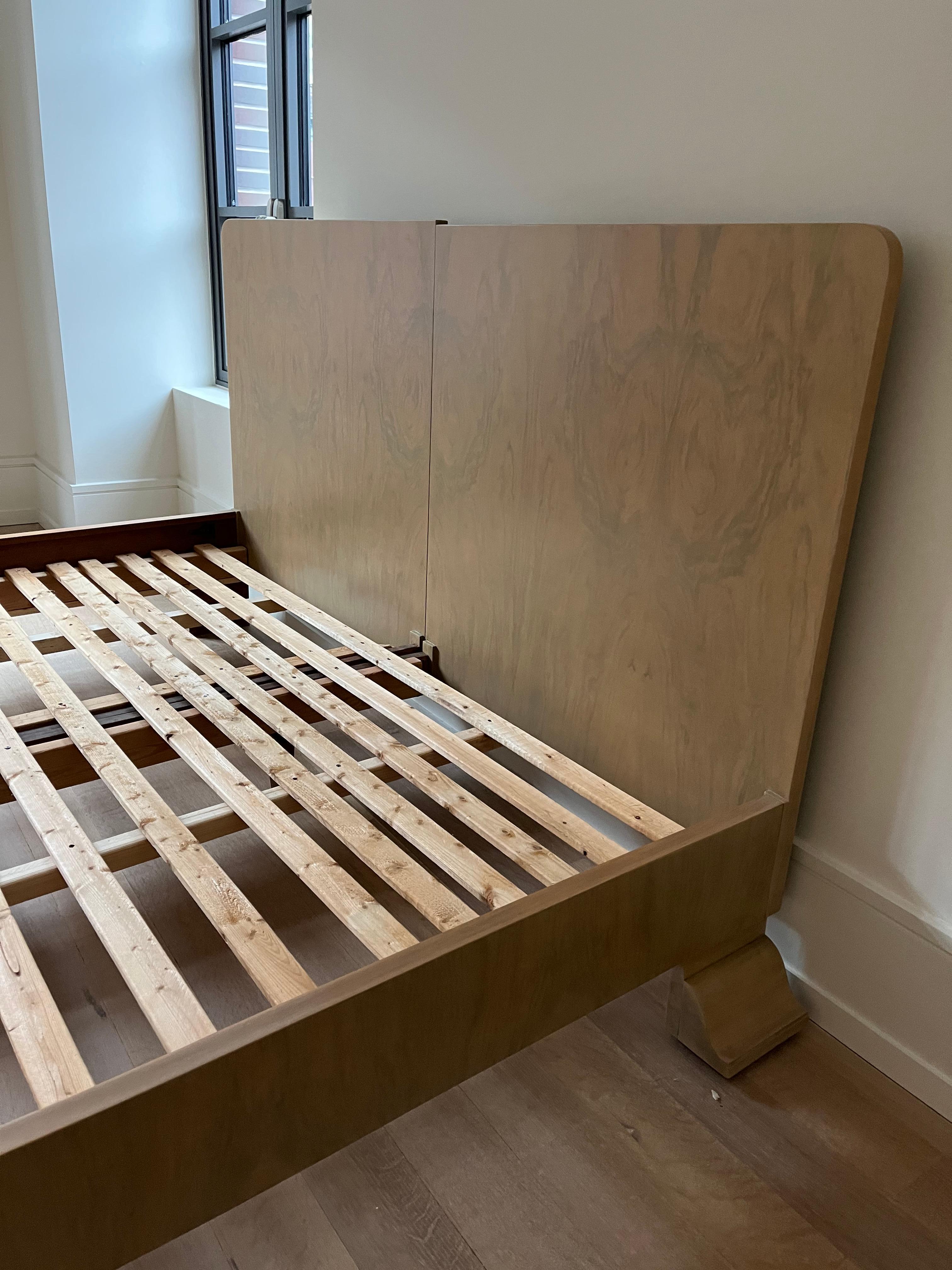 Canadian King Size Art Deco Wood Bed For Sale