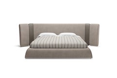 Contemporary King Size Bed in Nabuk Leather