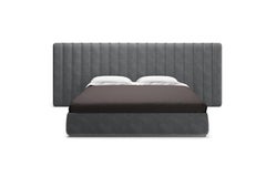 Contemporary King Size Bed Padded Headboard Metal Frame