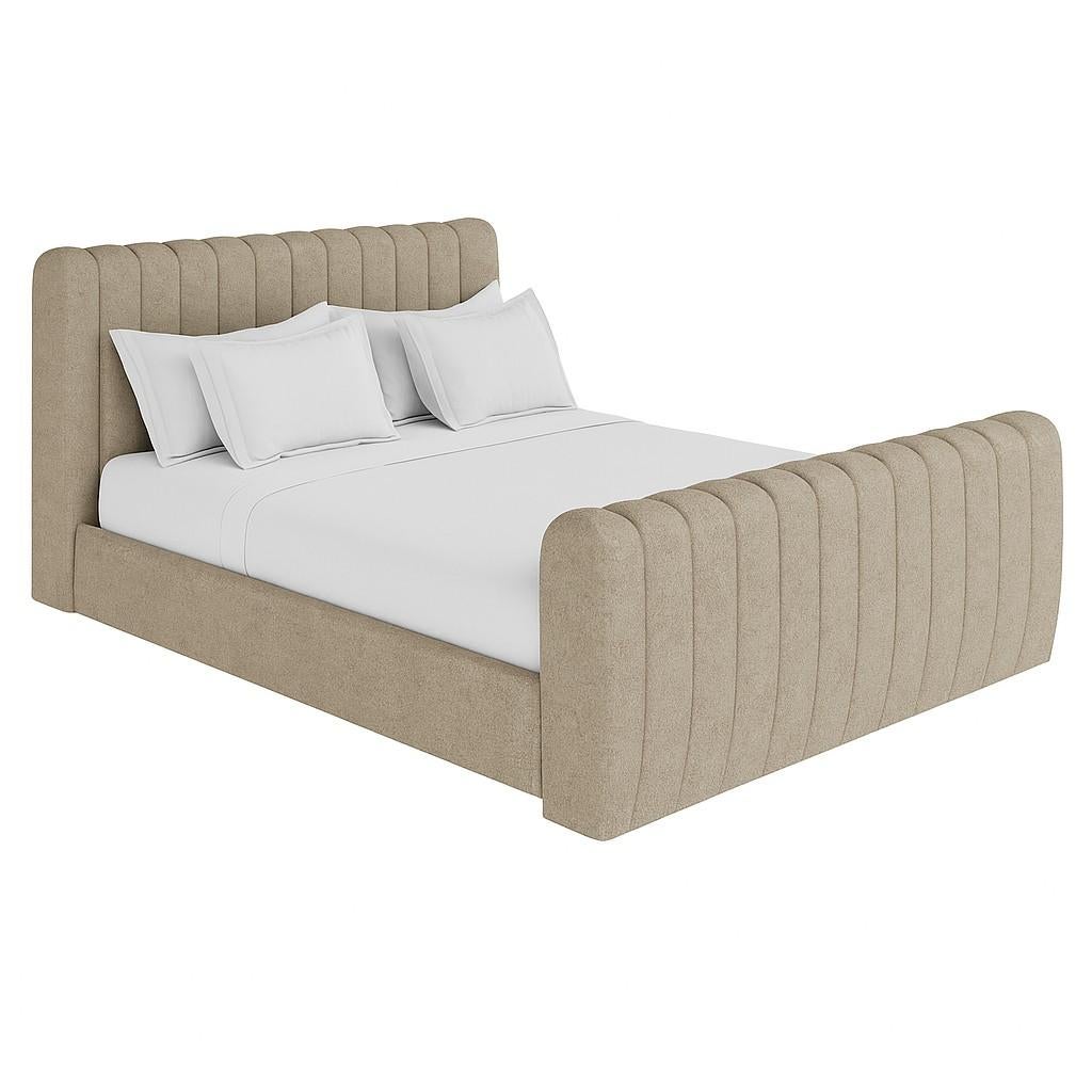 Américain Lit King Size de style classique avec touffes verticales en vente