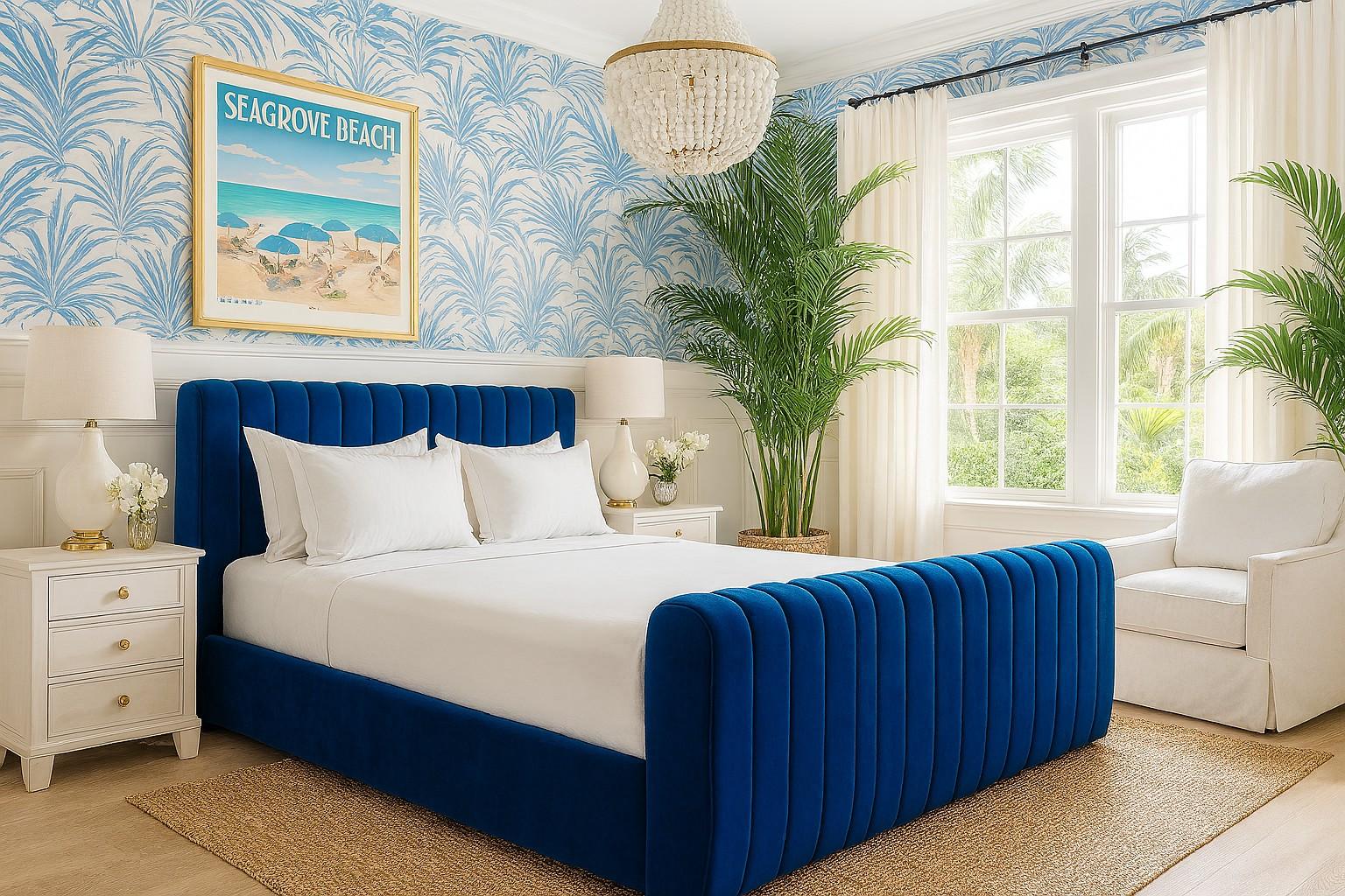 Moderne Lit King Size de style classique avec touffes verticales en vente
