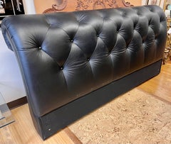 King Size Black Leather Chesterfield Tufted Headboard