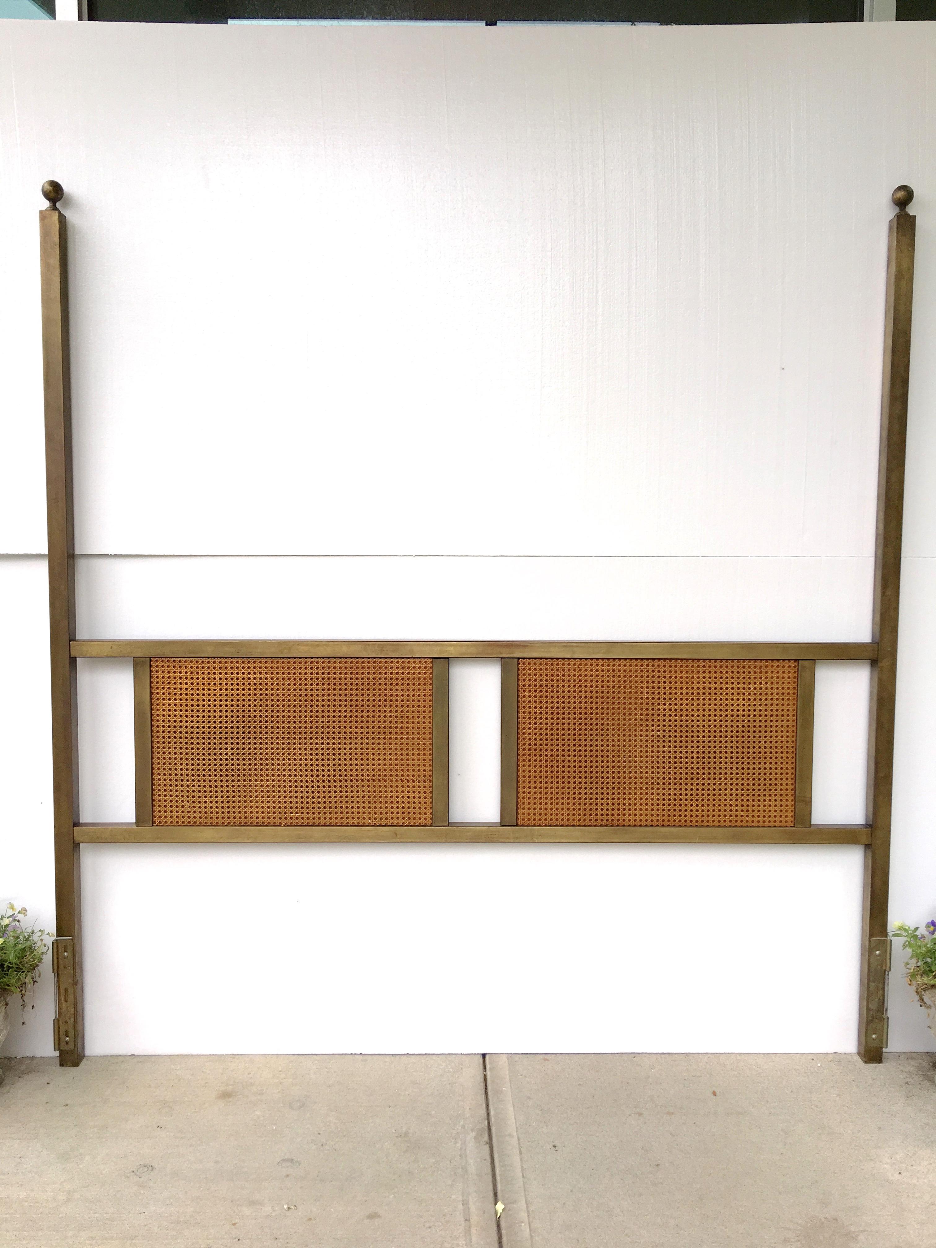 King-Size Bronze Two Poster Headboard with Caned Panels 3
