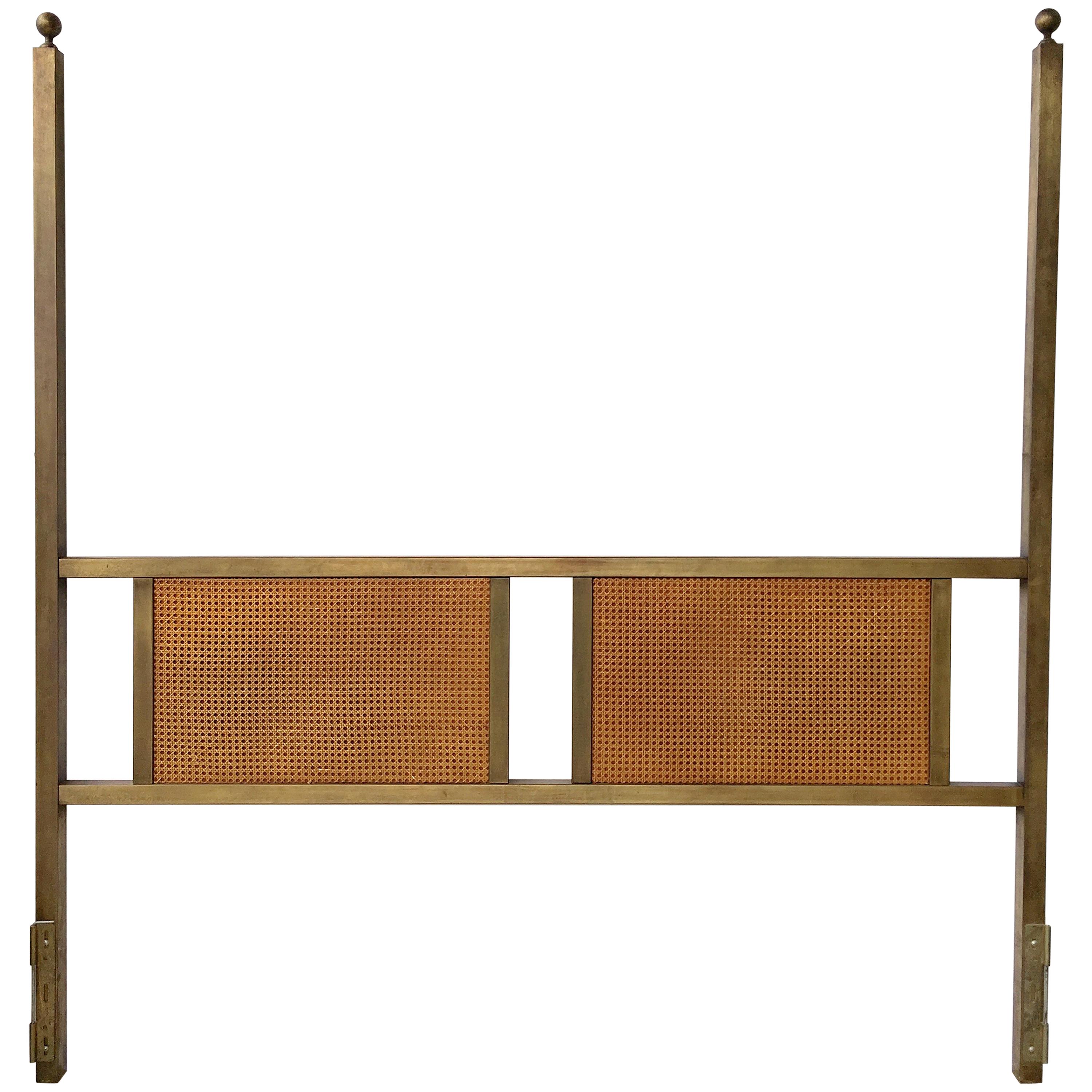 King-Size Bronze Two Poster Headboard with Caned Panels