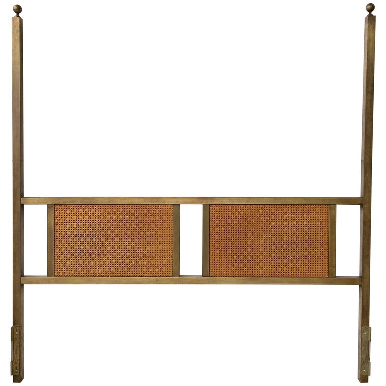 KingSize Bronze Two Poster Headboard with Caned Panels at 1stDibs