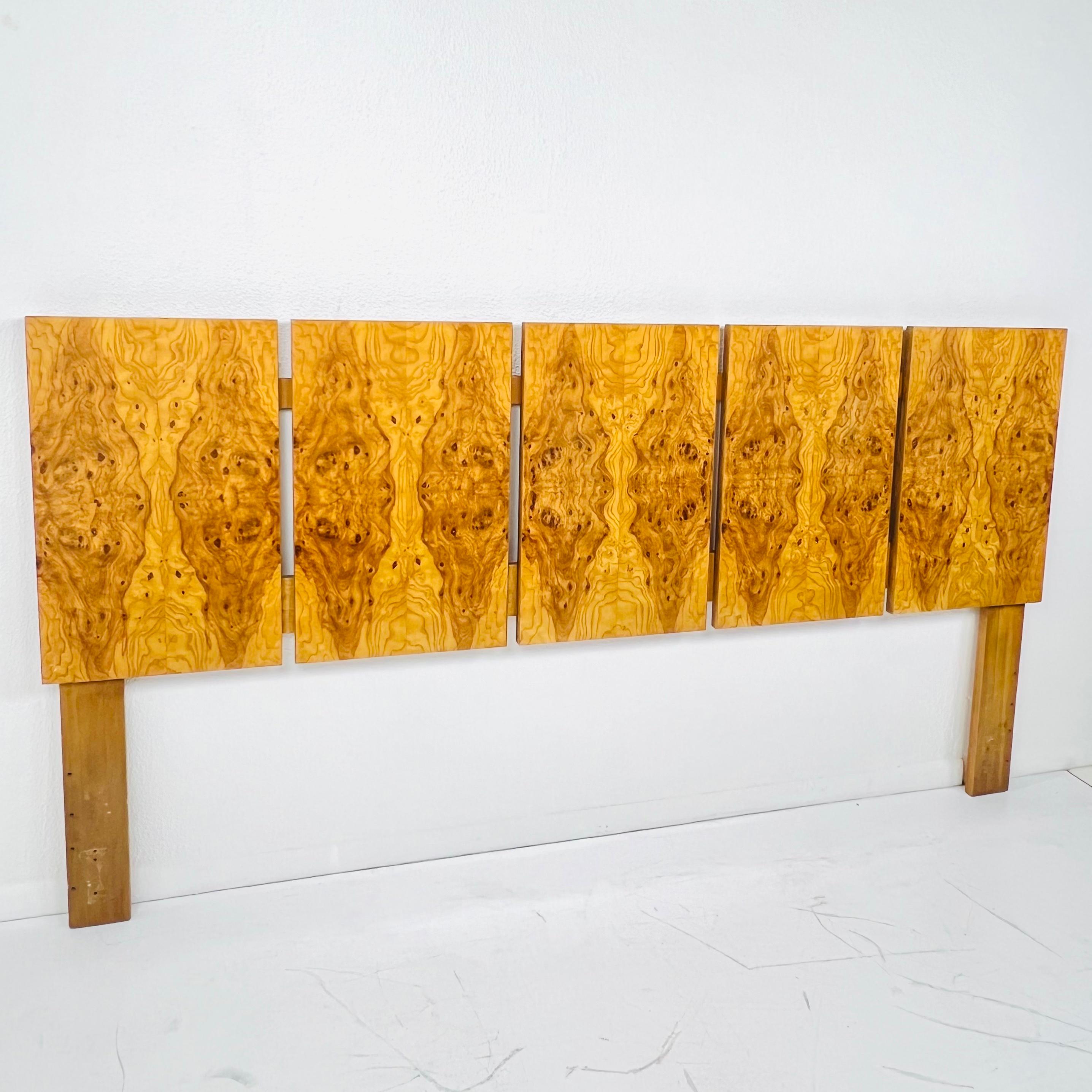 Mid-Century Modern King Size Burl Wood Headboard by Milo Baughman for Lane For Sale