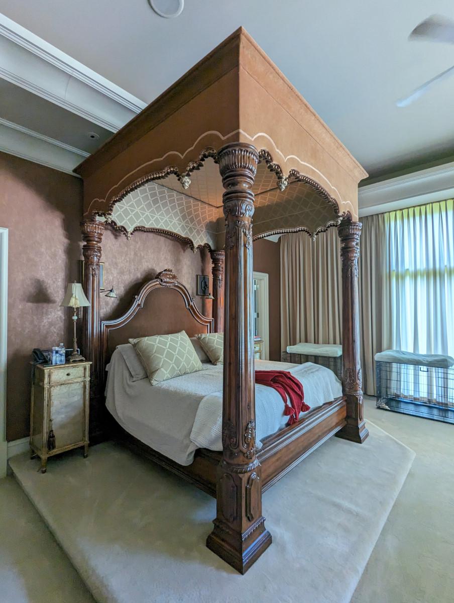 Fabric King Size Canopy Poster Bed, Tester Poster Bed