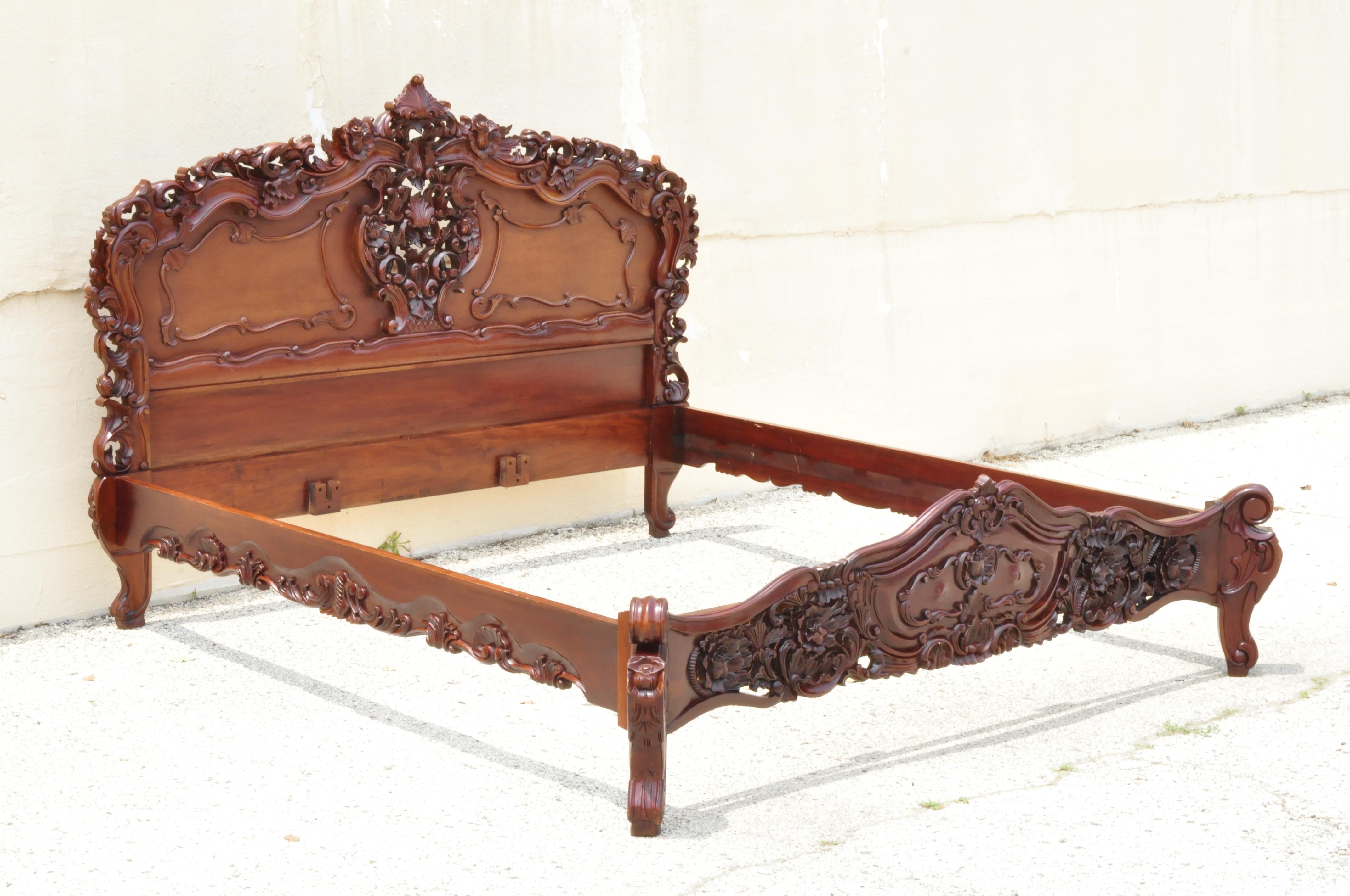King Size Carved Wood French Rococo Style Ornate Fancy Bed Frame 3