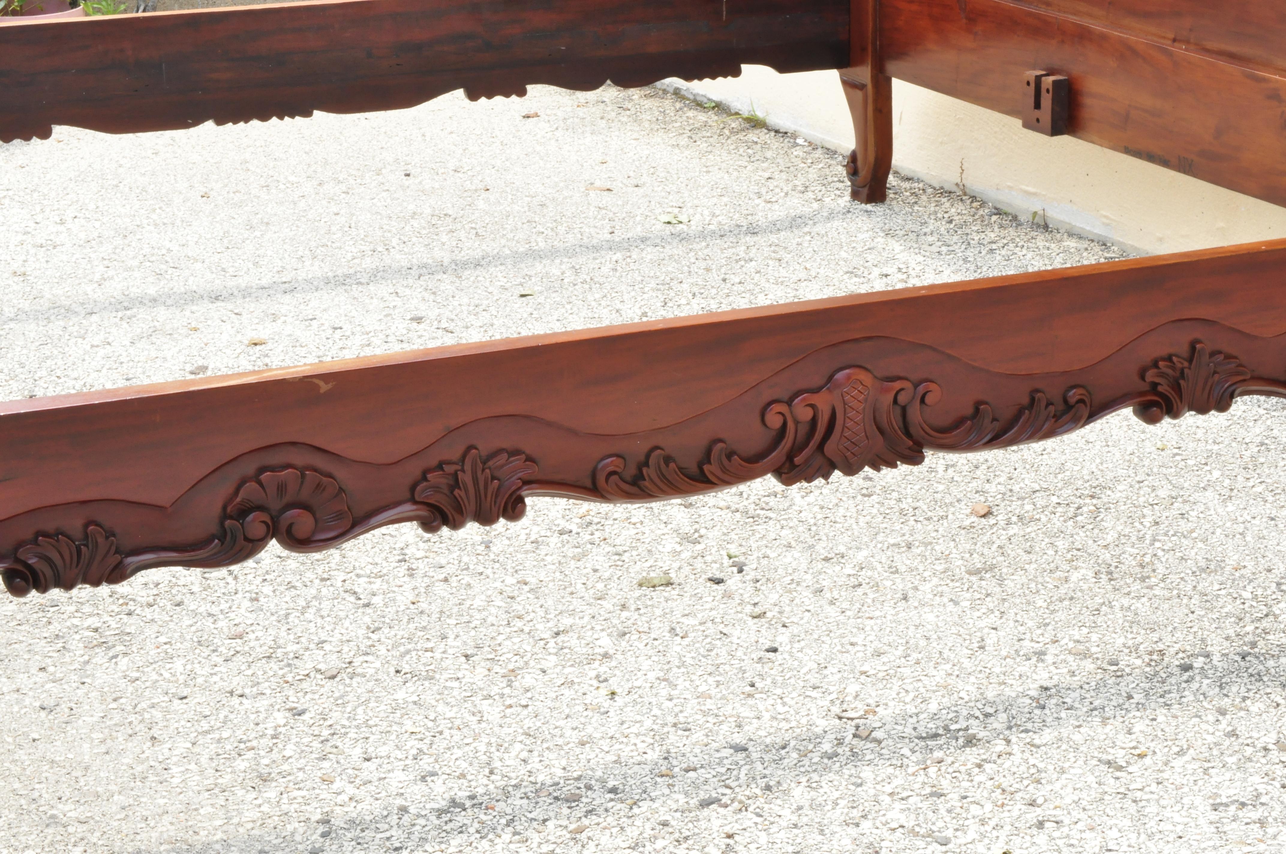 King Size Carved Wood French Rococo Style Ornate Fancy Bed Frame In Good Condition In Philadelphia, PA