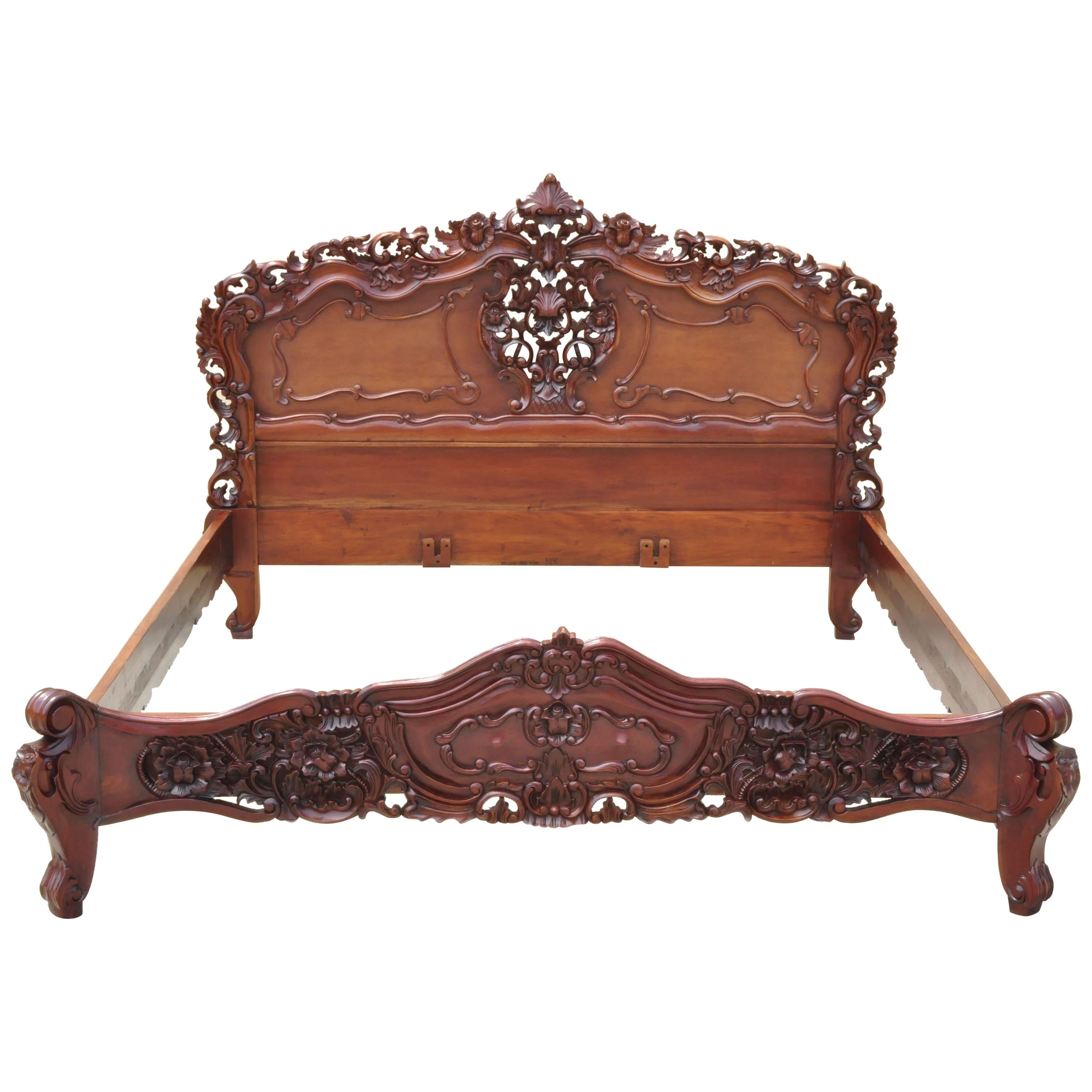 King Size Carved Wood French Rococo, Carved Wood Bed Frame