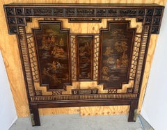 King Size Chinoiserie Rattan & Lacquered Canopy Headboard, by Henredon