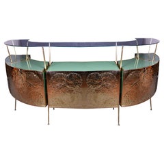 Barre sèche King Size Vert Verre de Murano et laiton Inspiré par Gio Ponti Fabriqué en Italie JF