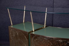 King Size Dry bar Green Murano Glass & Brass Gio Ponti-inspired Made in Italy