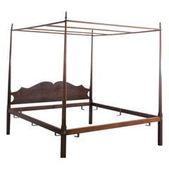 King Size Eldred Wheeler Tiger Maple Canopy Bed Frame