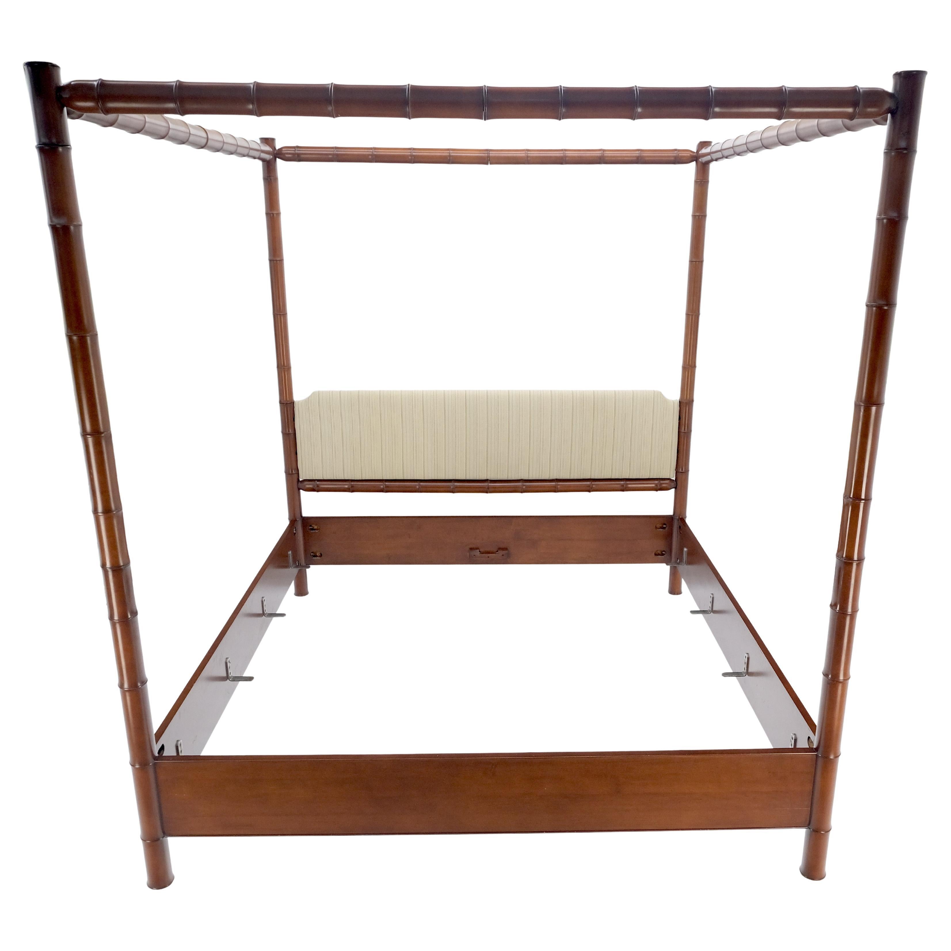 King Size Faux Bamboo Solid Cherry Canopy Poster Bed Headboard MINT!