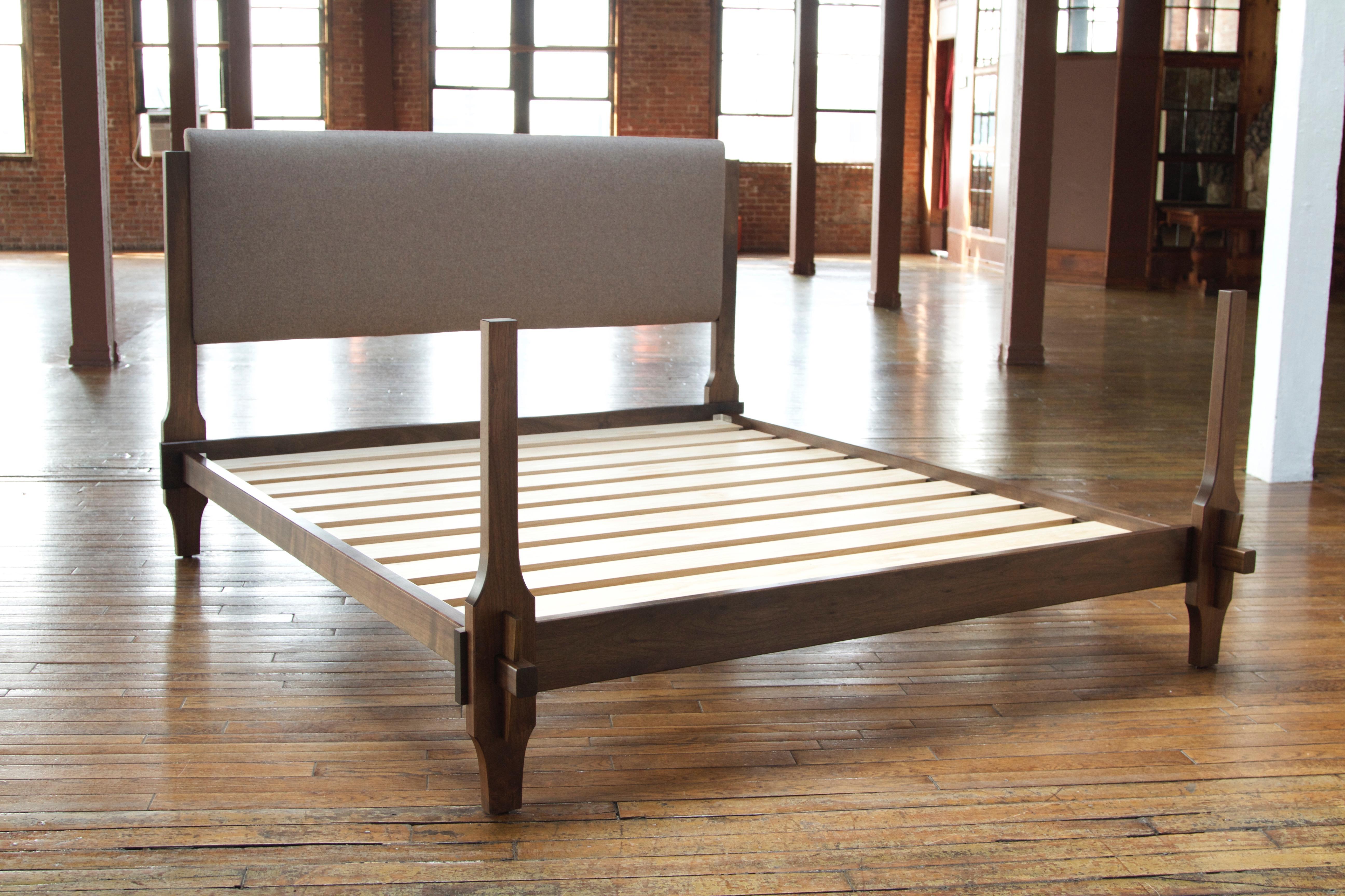 Modern Greydon Bed in Walnut - handcrafted by Richard Wrightman Design