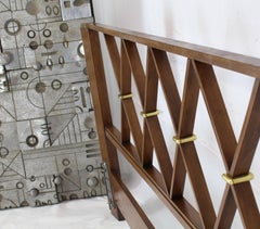 King-Size Headboard Bed ‘X’ Pattern Walnut and Brass