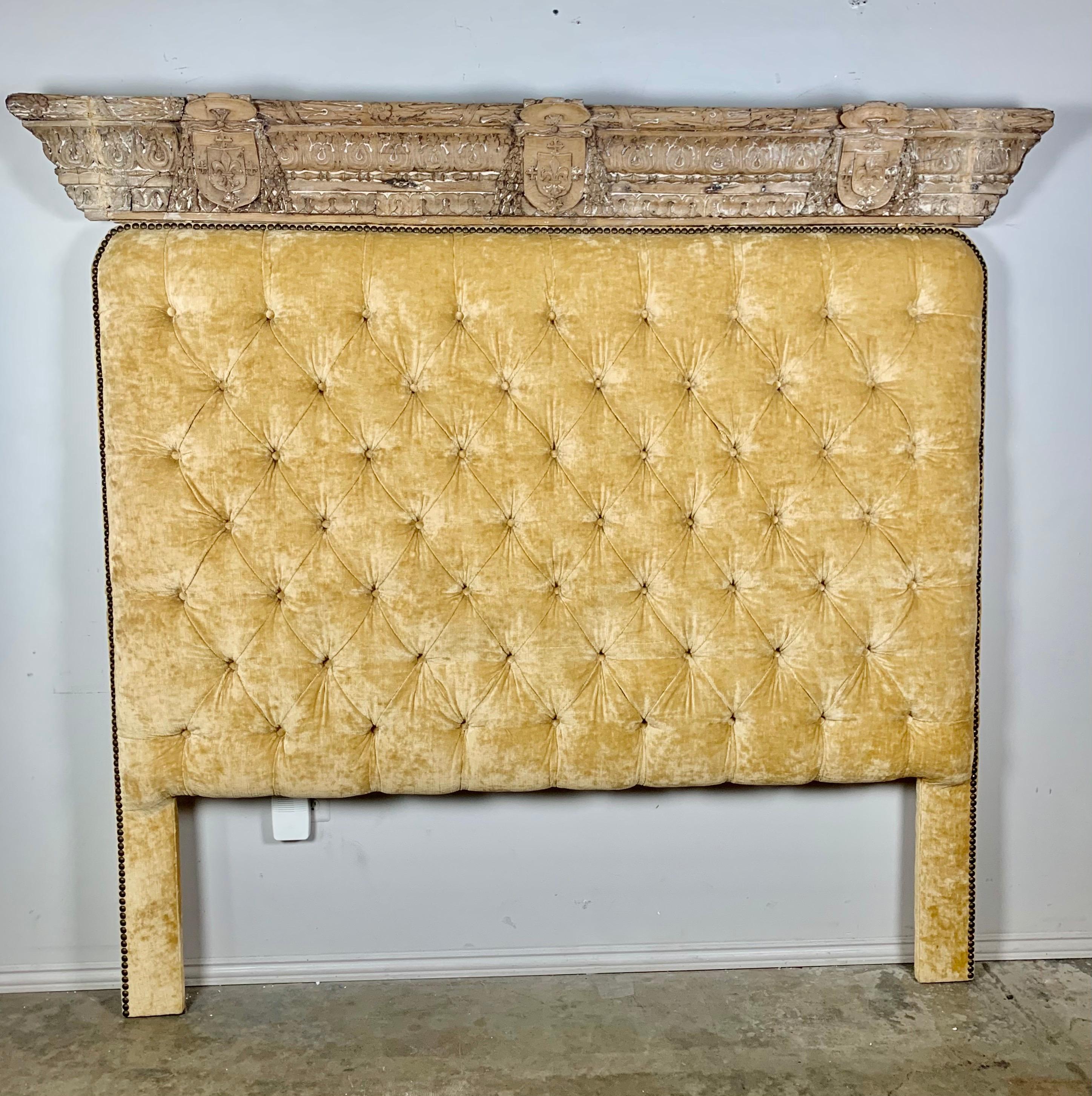 Baroque Tête de lit King Size avec sculpture du 19ème siècle