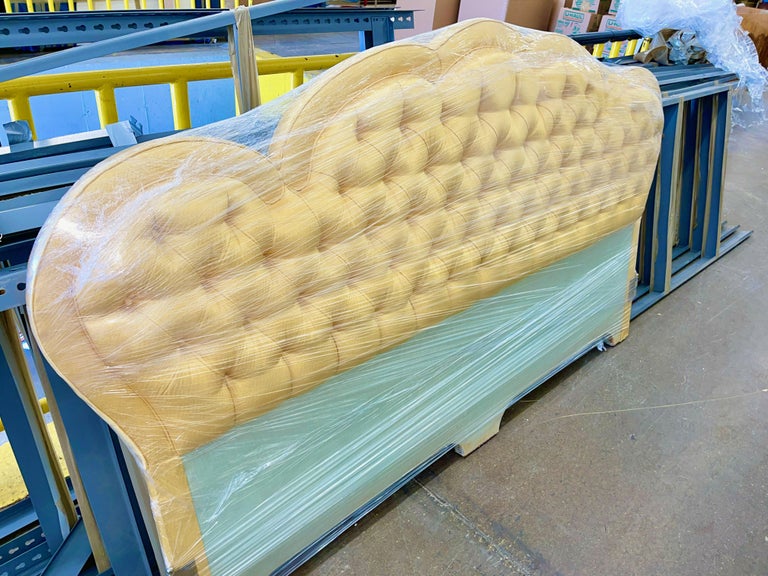 Mid-20th Century King Size Hollywood Regency Yellow Dressed Bed For Sale
