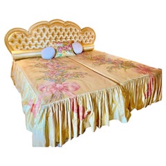 Retro King Size Hollywood Regency Yellow Dressed Bed