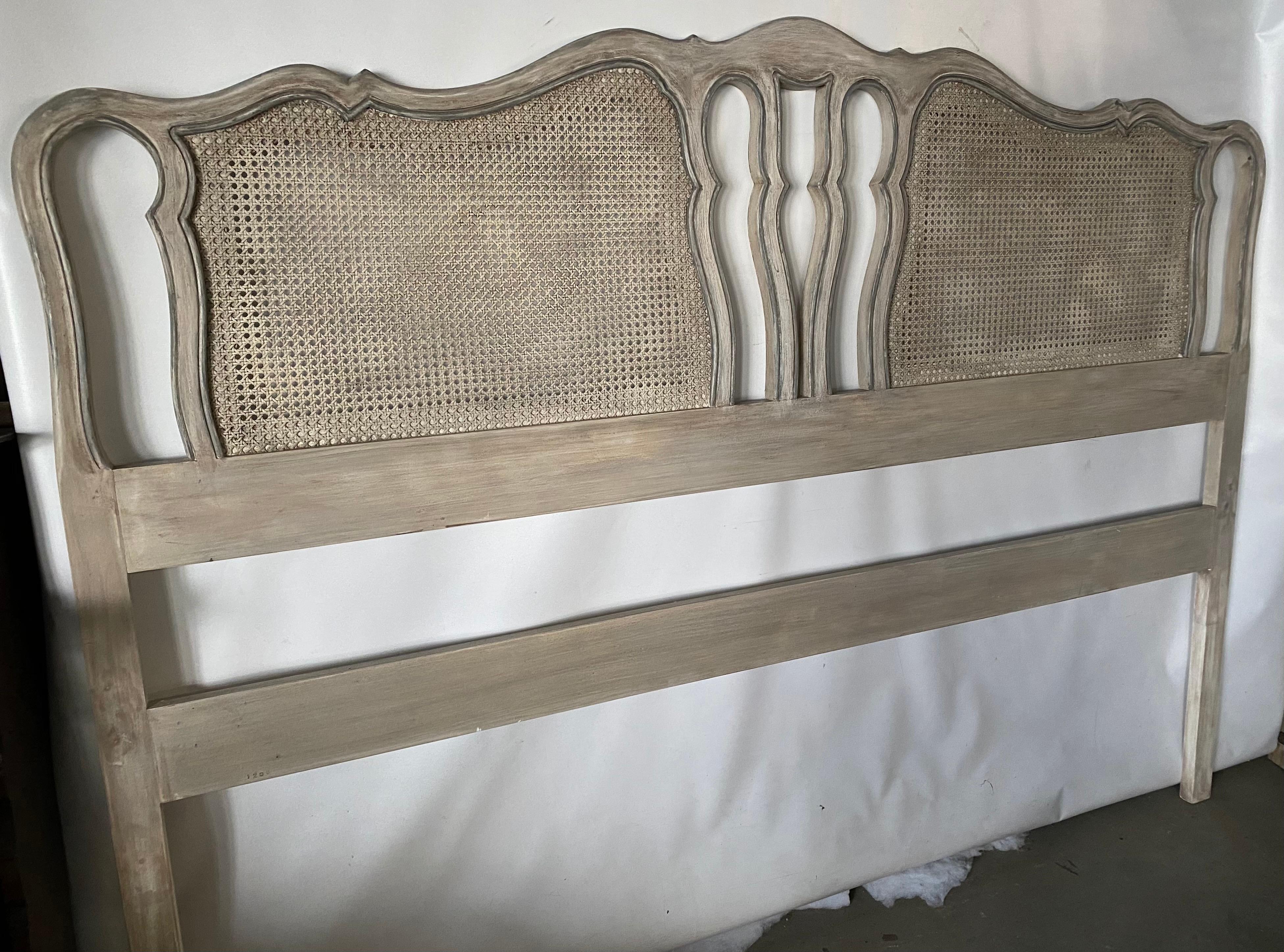 King Size Louis XV Style Caned Headboard In Good Condition In Sheffield, MA