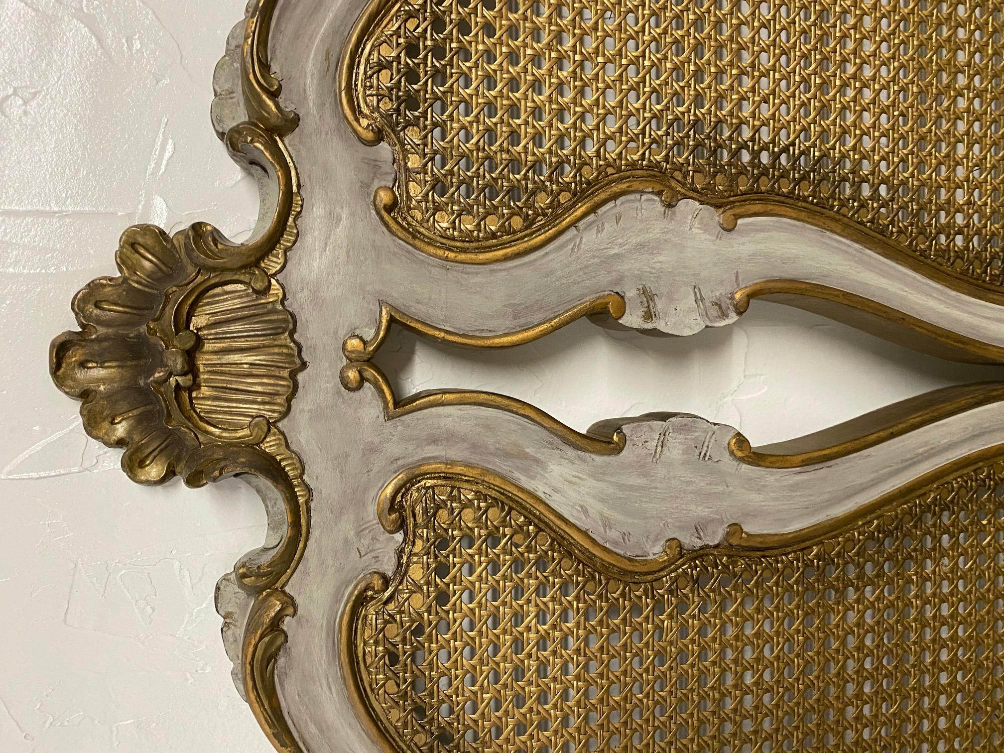 King Size Louis XV Style Caned Headboard In Good Condition In Sheffield, MA