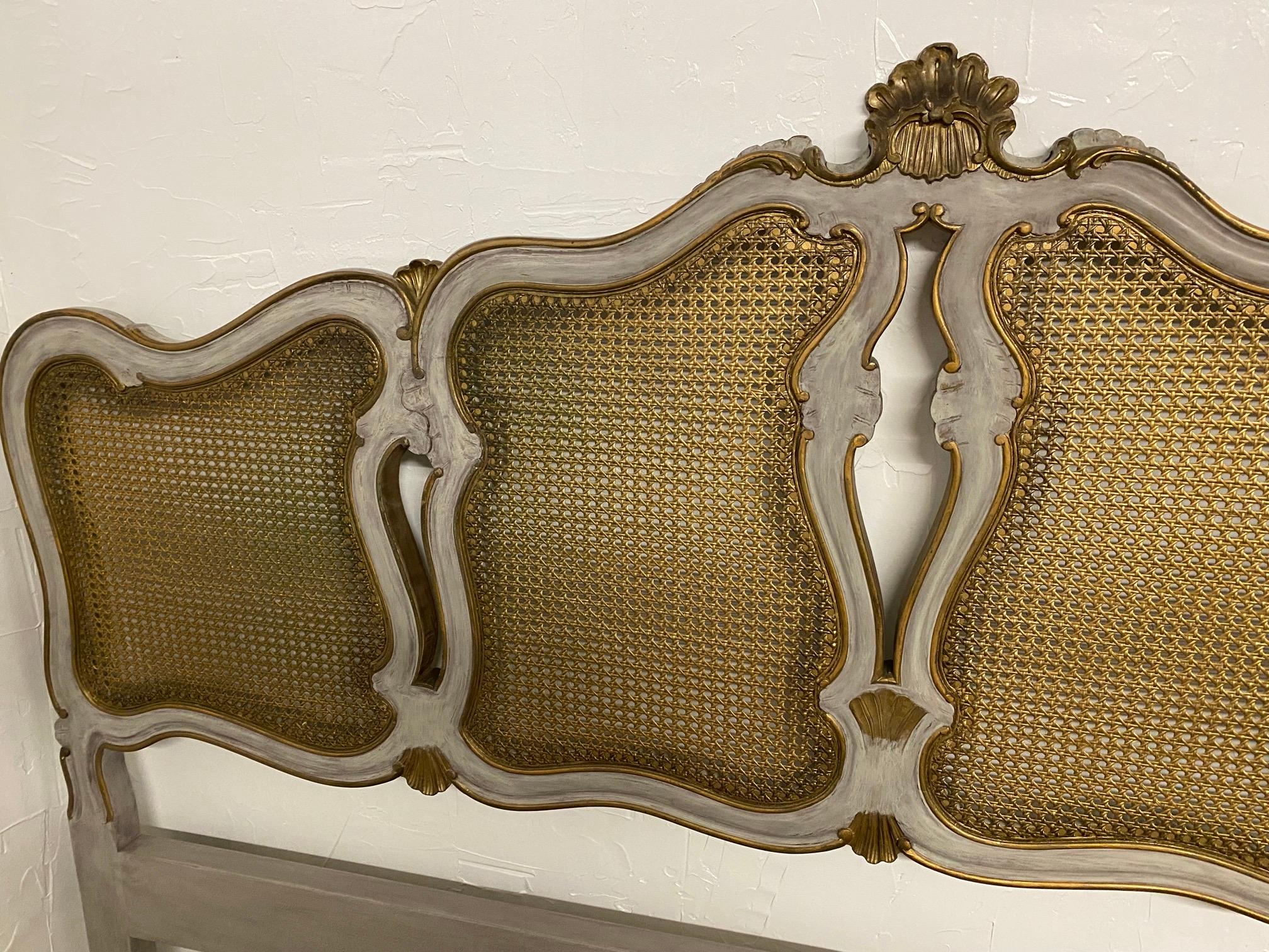 Wood King Size Louis XV Style Caned Headboard