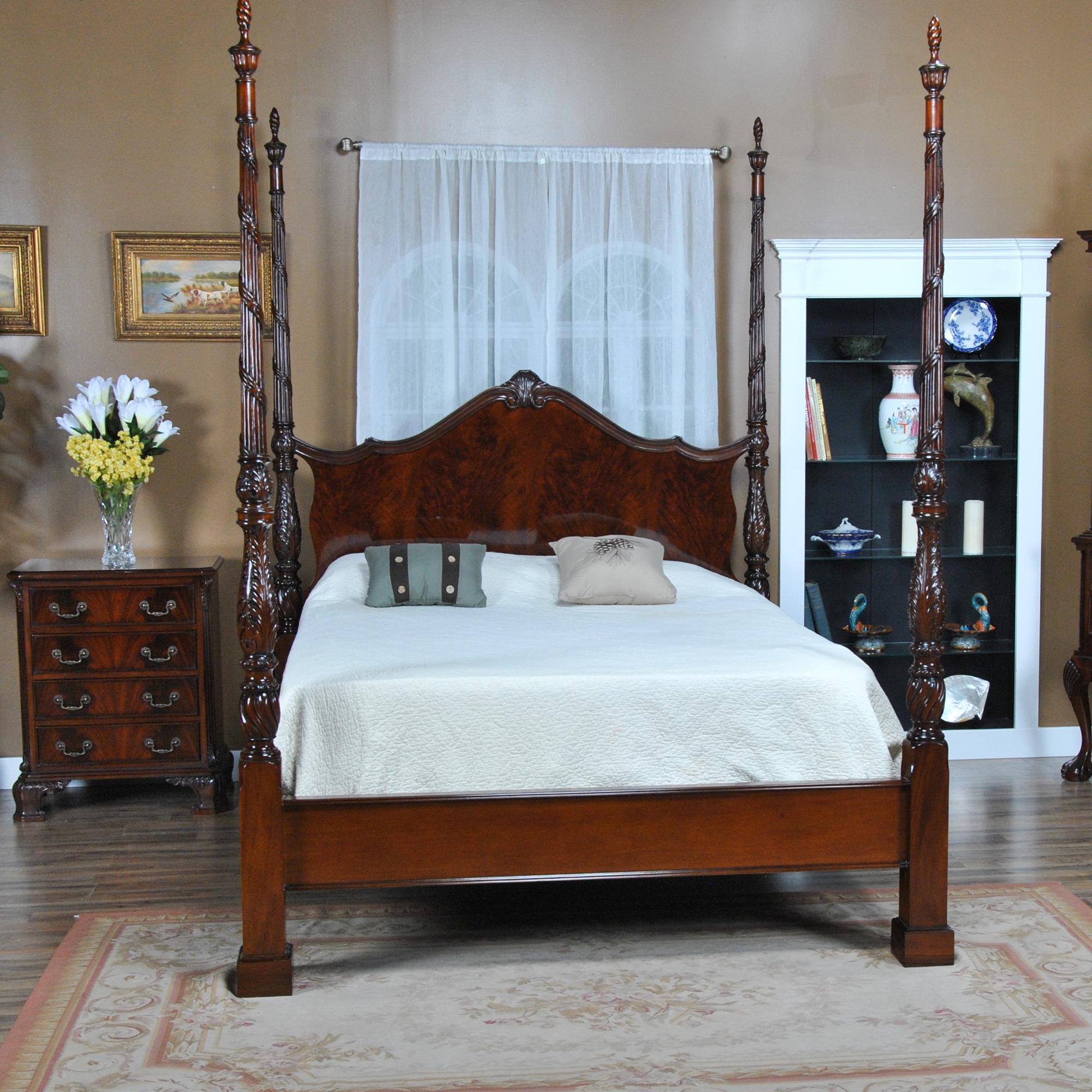 King Size Mahogany Four Poster Bed For Sale 4