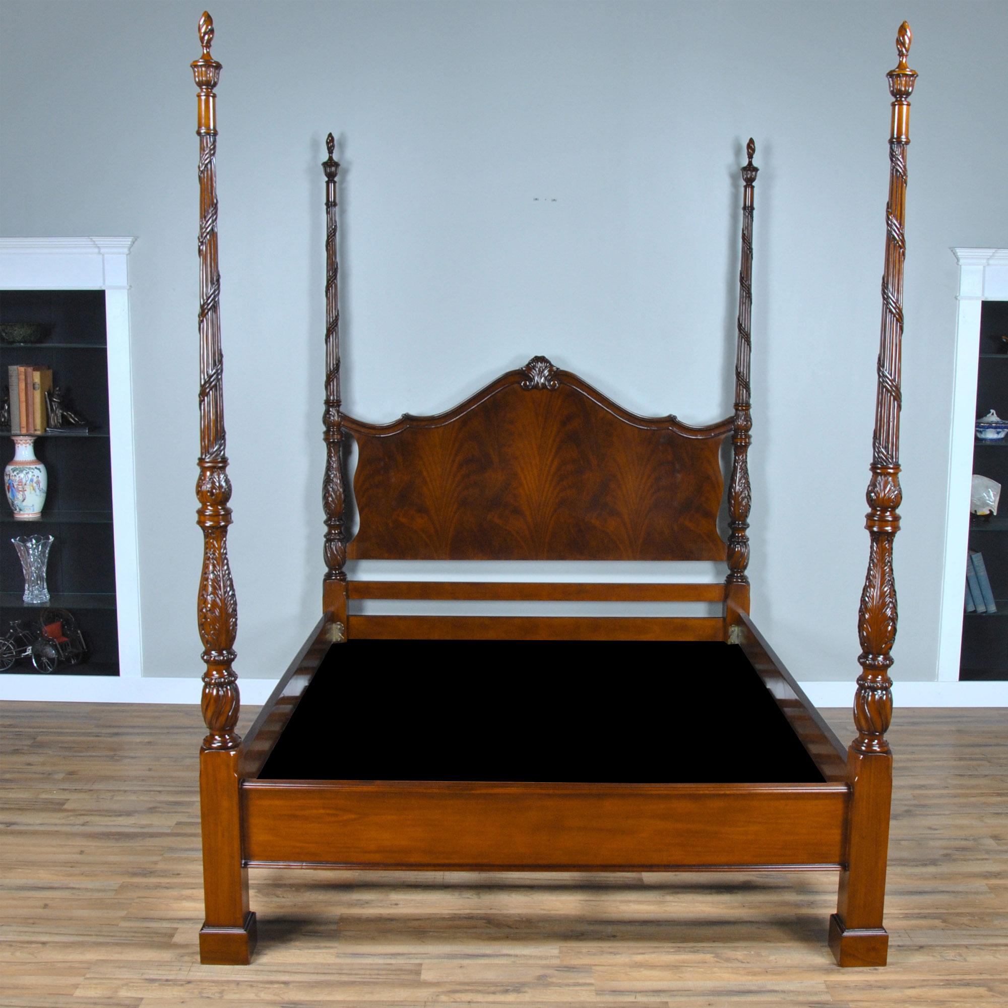 King Size Mahogany Four Poster Bed For Sale 9