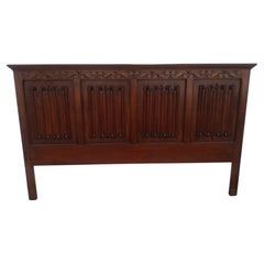 King Size Mahogany Headboard with Scrolled Panels