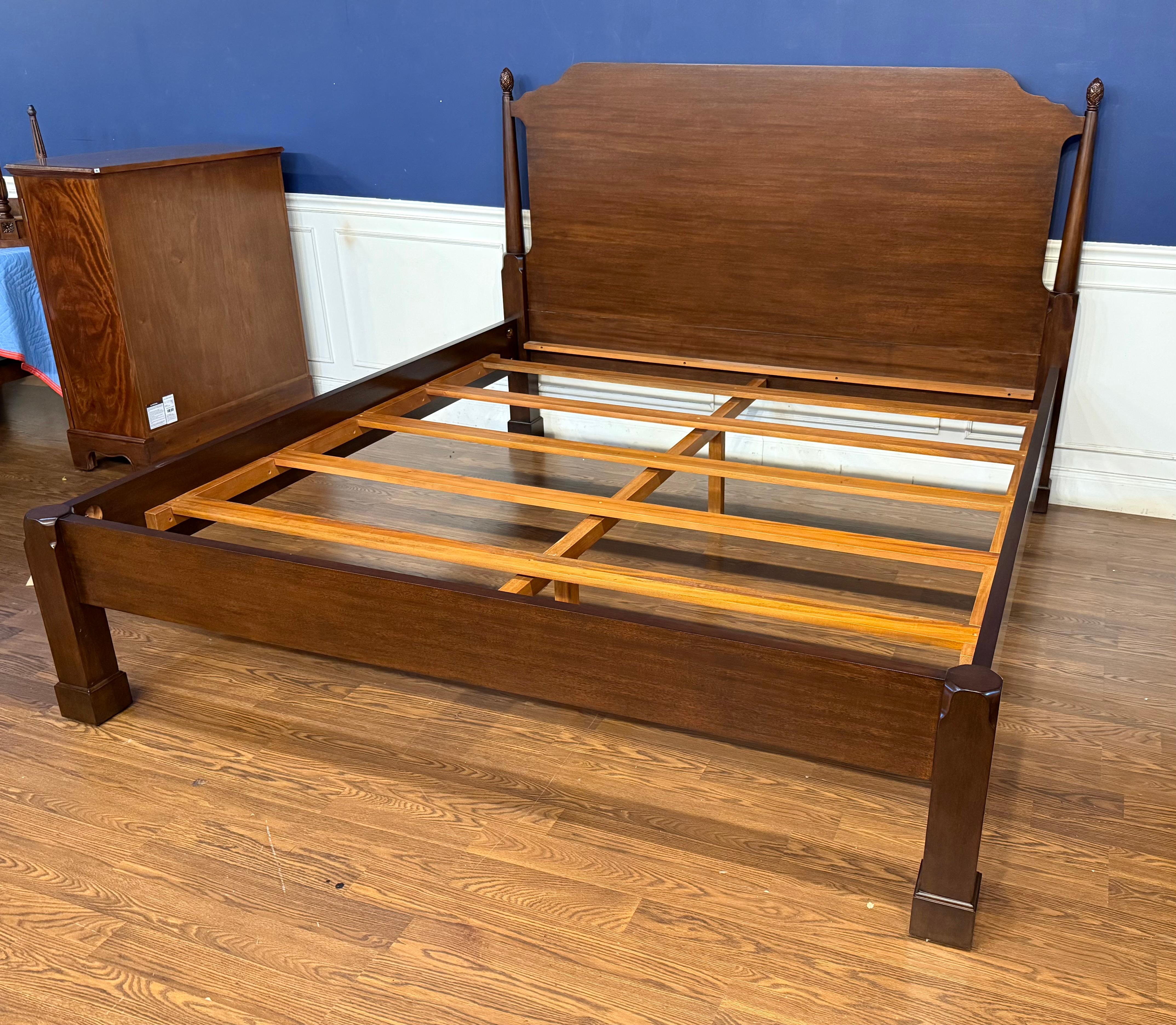 Regency King Size Mahogany Low Post Bed by Leighton Hall For Sale