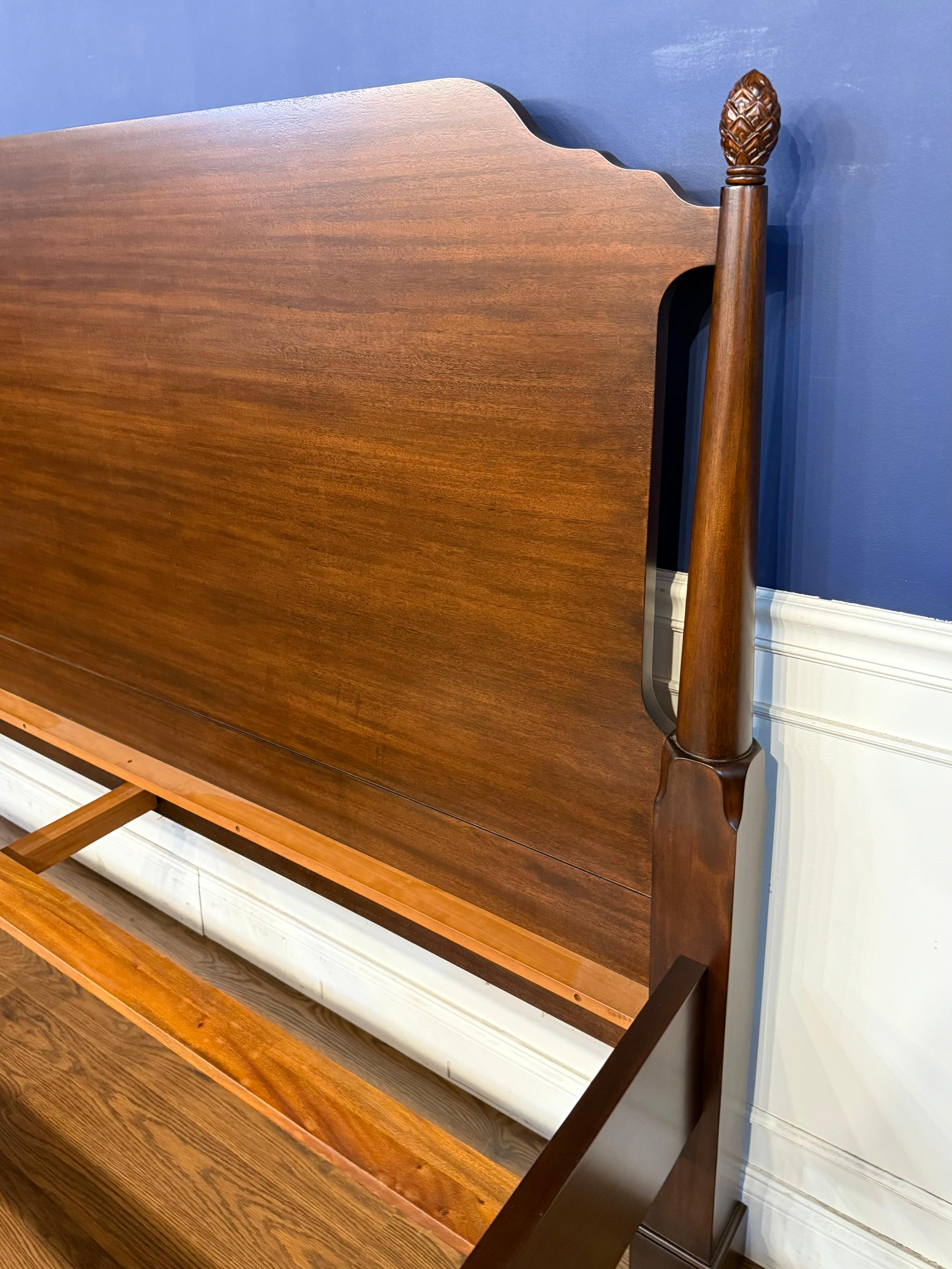 Contemporary King Size Mahogany Low Post Bed by Leighton Hall For Sale