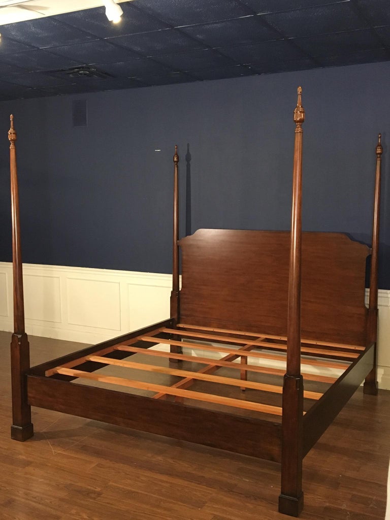 King Size Mahogany Pencil Post Bed by Leighton Hall For ...