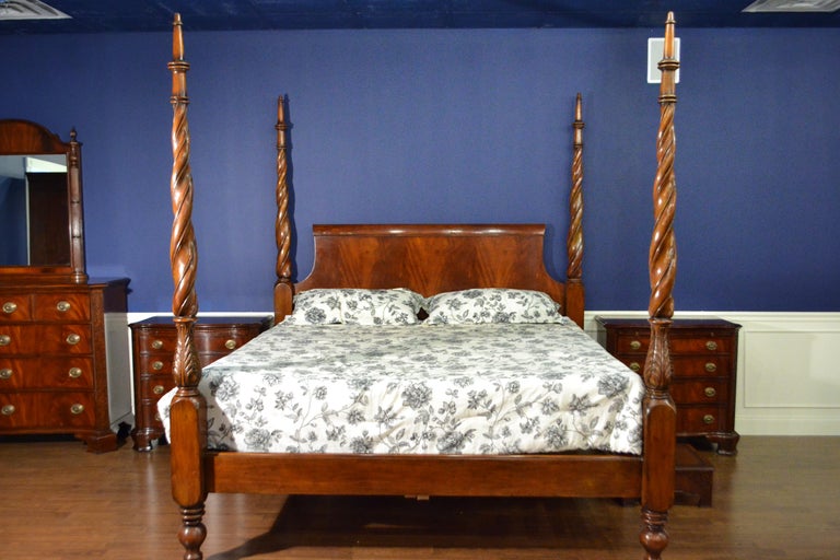 King Size Mahogany Plantation Poster Bed by Leighton Hall For Sale at 1stDibs