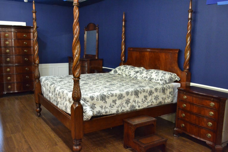 King Size Mahogany Plantation Poster Bed by Leighton Hall For Sale at 1stDibs