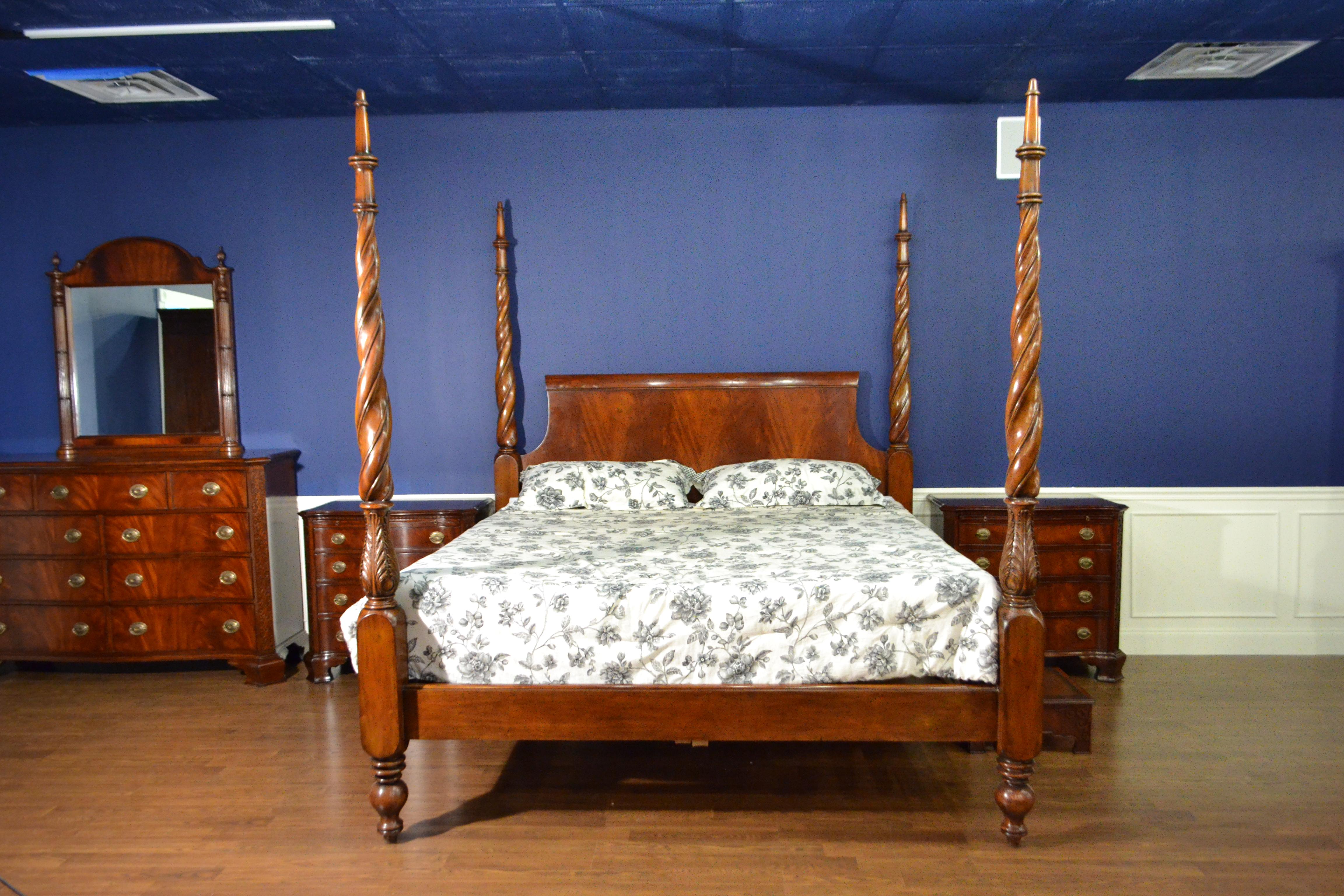 American King Size Mahogany Plantation Poster Bed by Leighton Hall For Sale