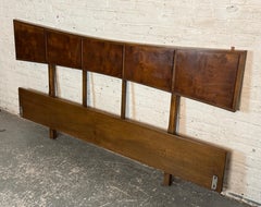 King Size Mid-Century Modern Butterfly Bow Shape Burlwood Headboard Bed