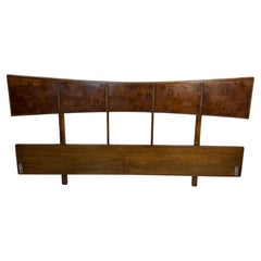 King Size Mid-Century Modern Butterfly Bow Shape Burlwood Headboard Bed