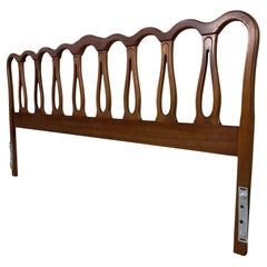 King Size Mid-Century Modern Walnut Headboard with Elegant Arches