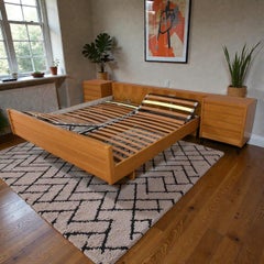 King Size Modern Platform Bed with Adjustable Positions and Nightstands