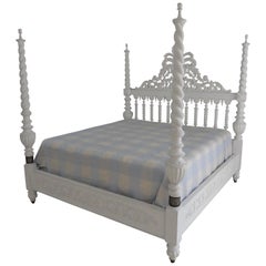 King Size Plantation Style Wood Bed