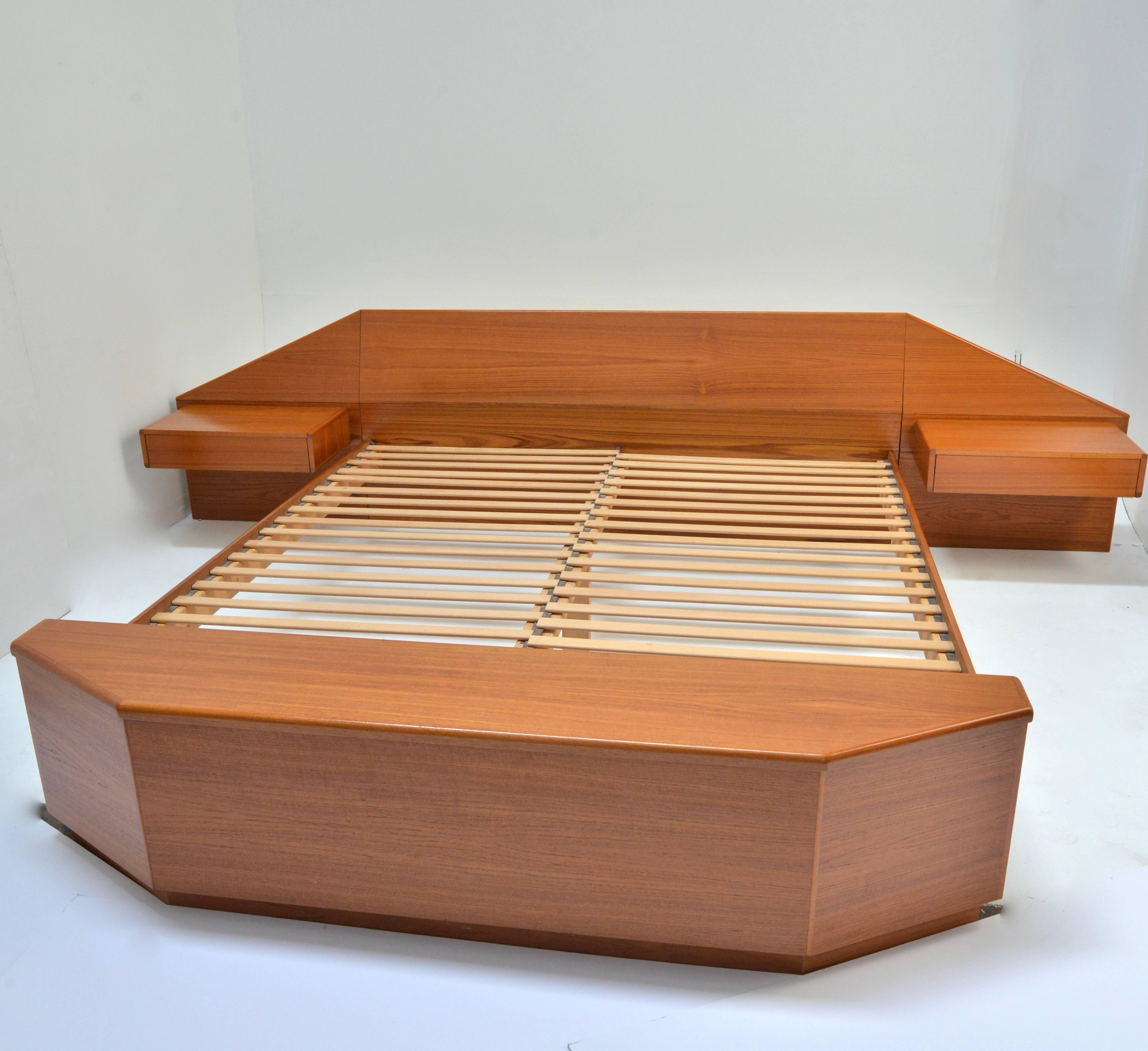 Scandinavian Modern King Size Platform Bed by Danish Modernist Laurits M Larsen