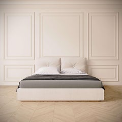 King Size Platform Bed with Tufted Dual‑Panel Headboard In Velvet
