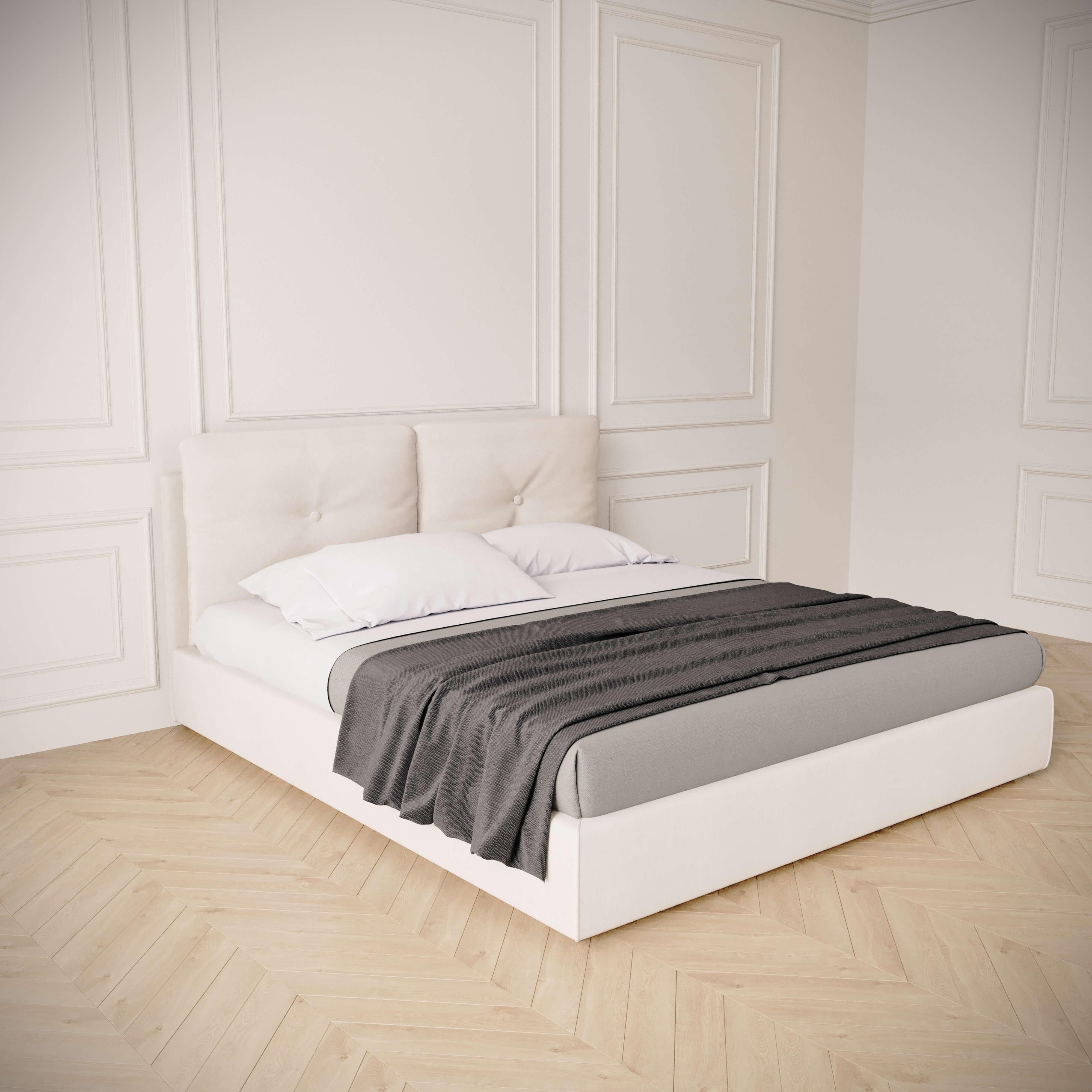 Américain Lit à plateforme King Size avec tête de lit à deux panneaux en velours en vente