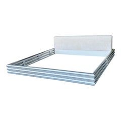 Struttura letto king size in metallo lucido anni '70