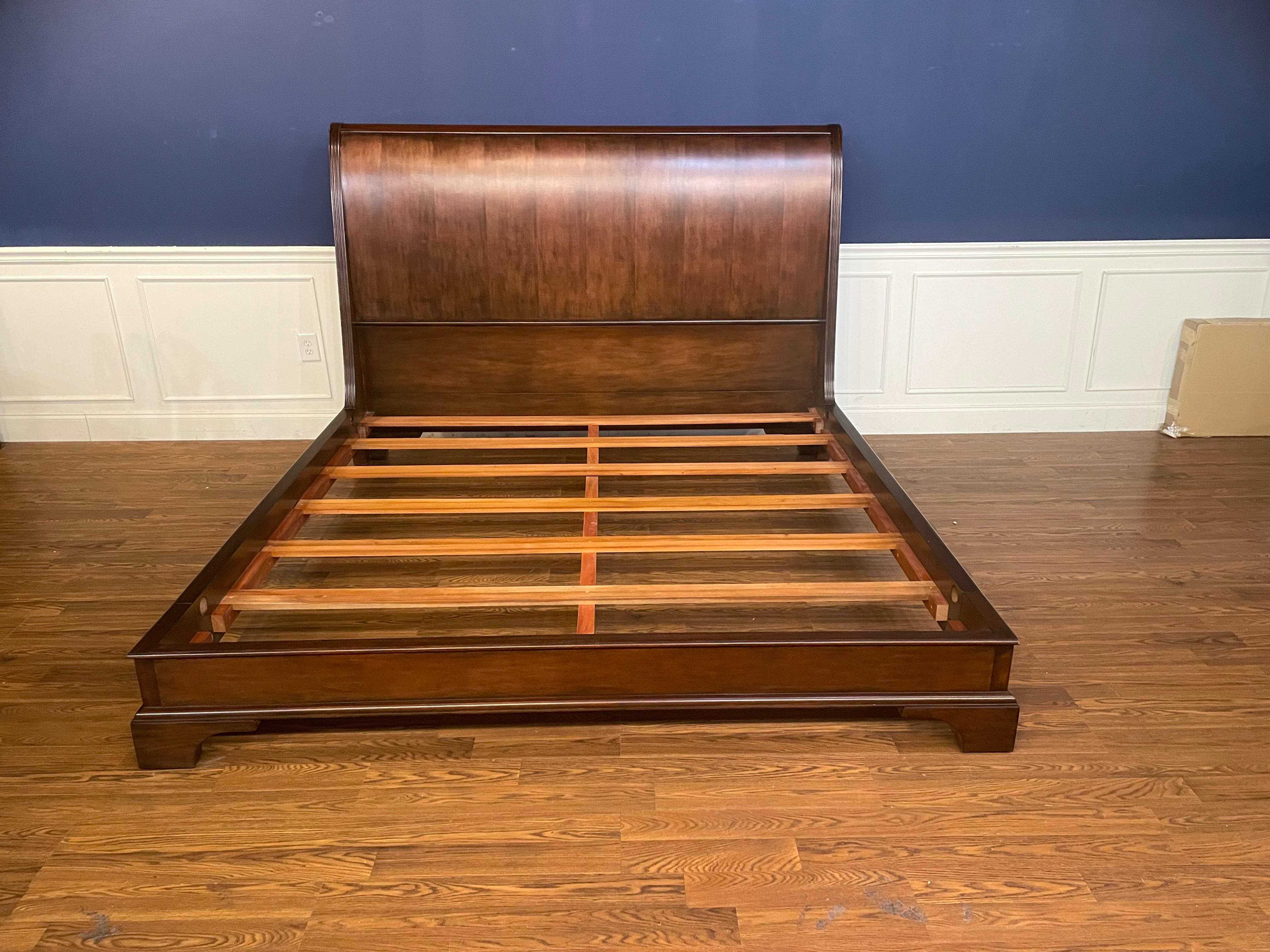 Philippine King Size Sleigh Bed with Low Footboard by Leighton Hall - Showroom Sample For Sale