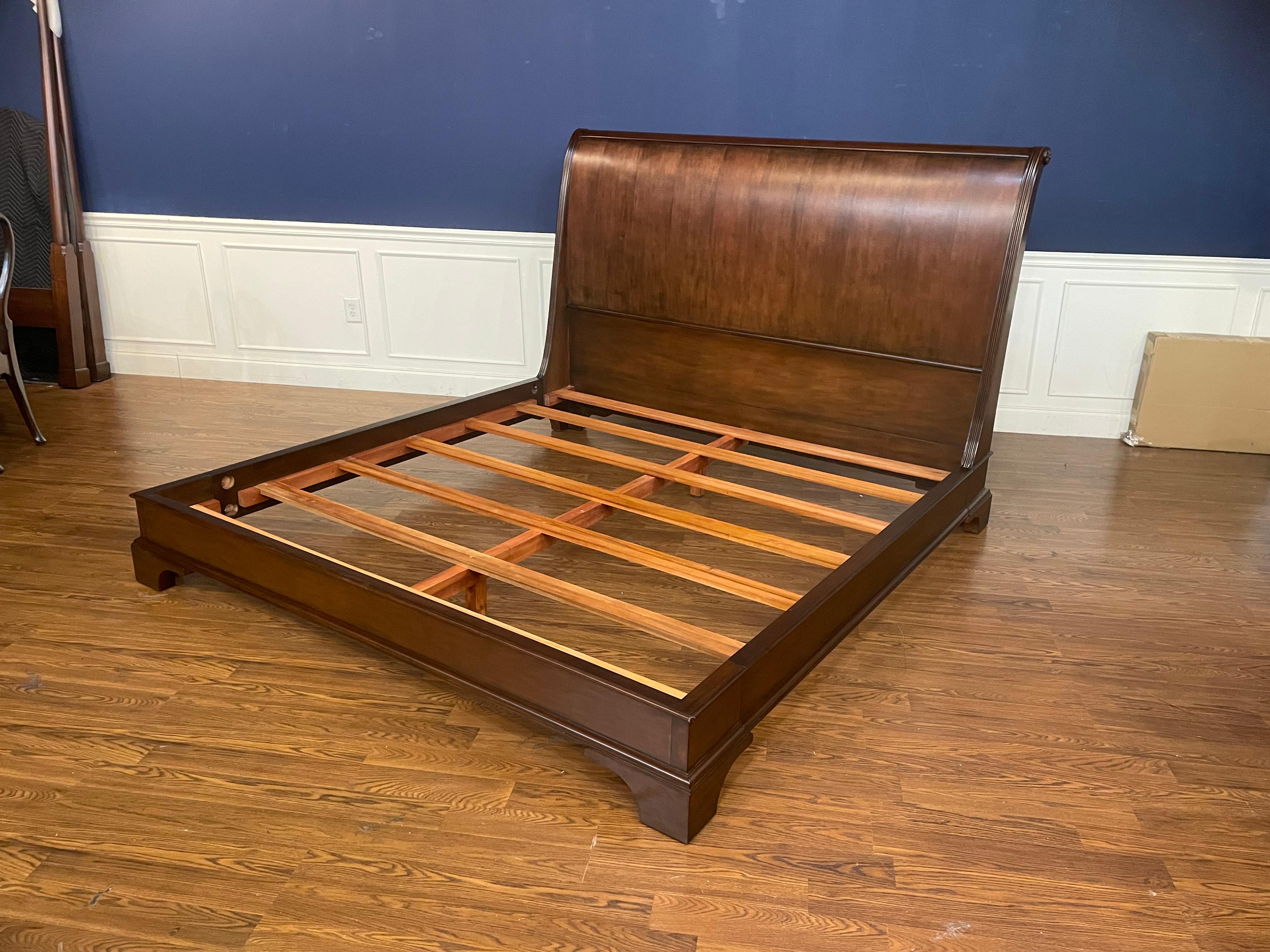 Contemporary King Size Sleigh Bed with Low Footboard by Leighton Hall - Showroom Sample For Sale