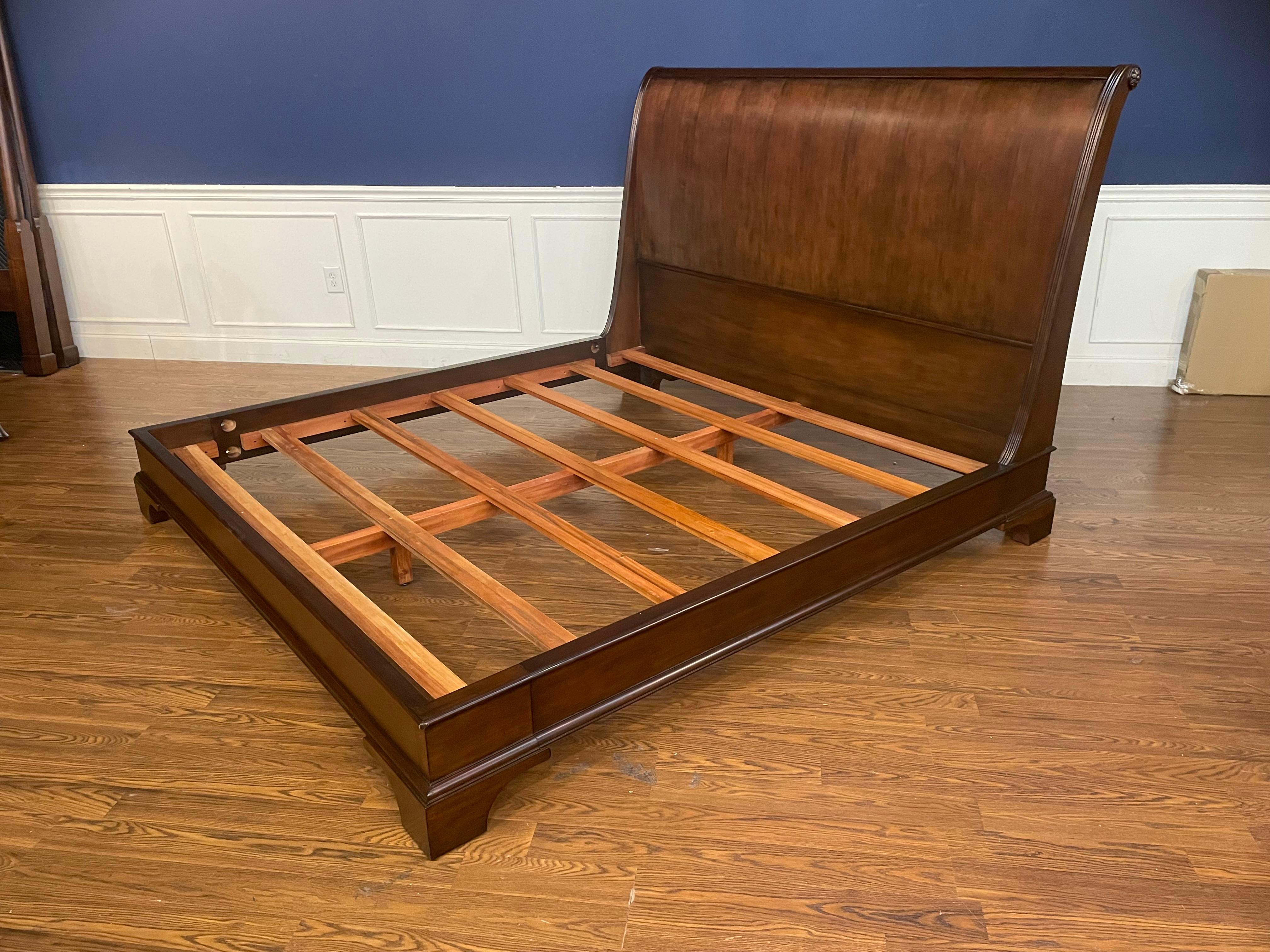 Mahogany King Size Sleigh Bed with Low Footboard by Leighton Hall - Showroom Sample For Sale