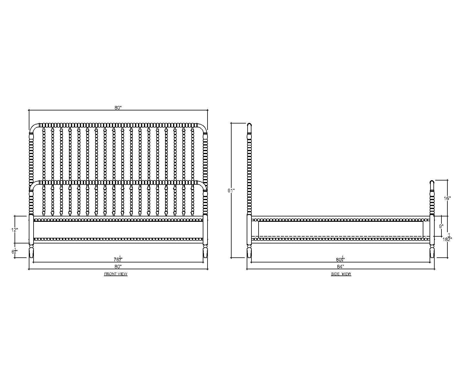 Contemporary King Size Spindle Bed Frame For Sale