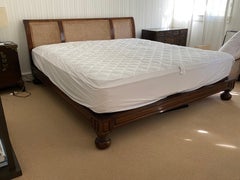 King Size Teak & Caned Back Bed Frame by British Khaki